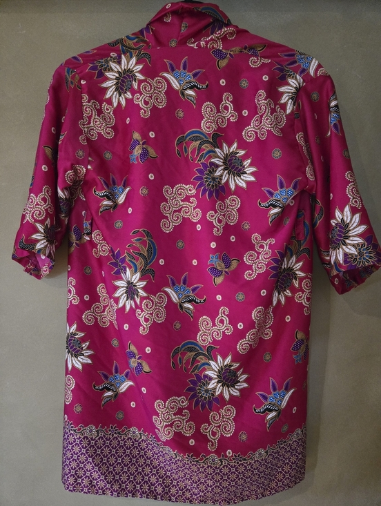 100% Silk Bright Fuchsia Floral Kimono Jacket, Size XS - Picture 4 of 10